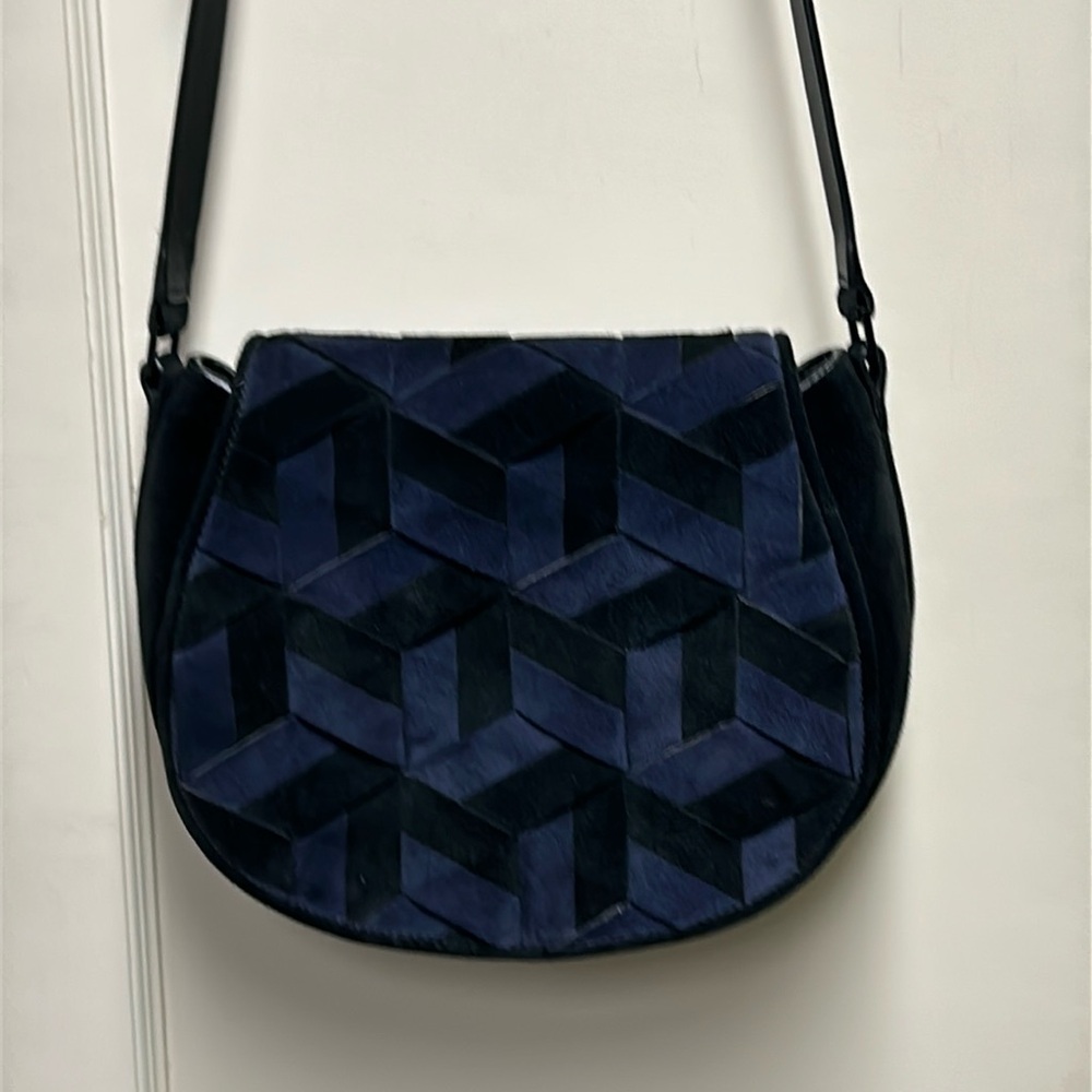 Welden Black and Navy Suede Crossbody Bag